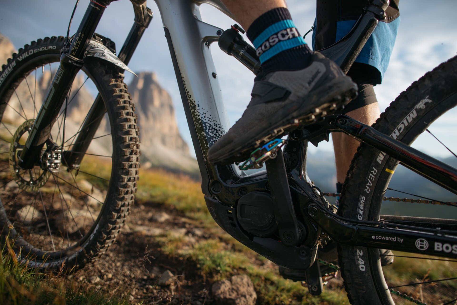 Mountain Bike sulle Dolomiti in Val di Fassa | © Archivio immagini ApT Fassa Particolare di una mtb | © Archivio immagini ApT Fassa