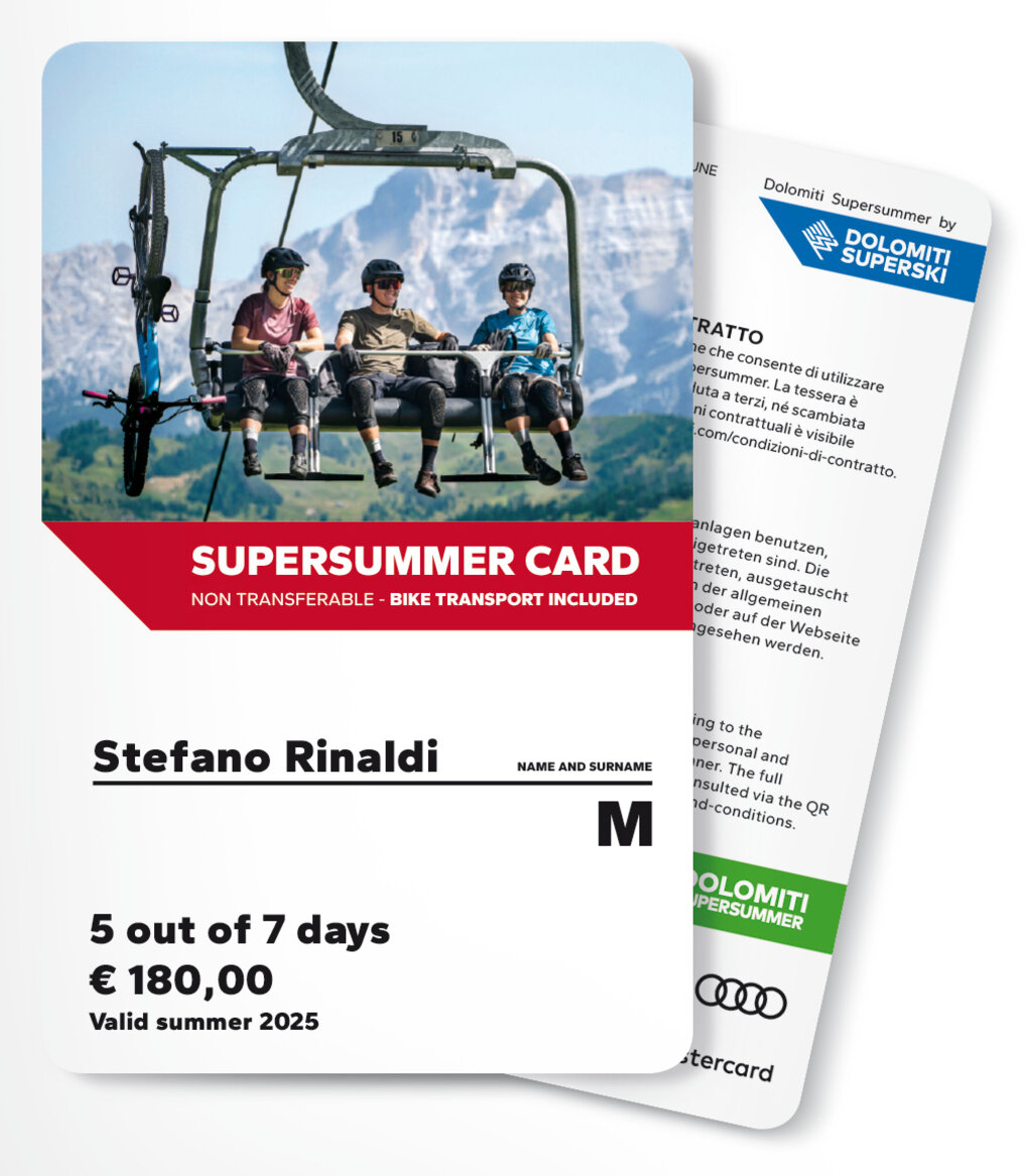 Dolomiti Supersummer Card - 5 out of 7 days at choice Dolomiti Supersummer Card - 5 out of 7 days at choice