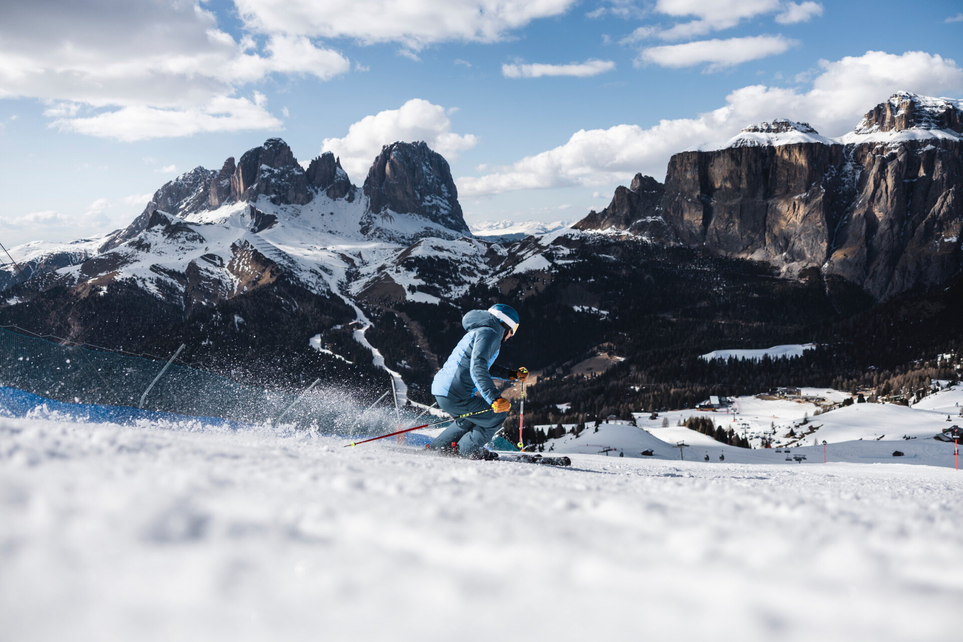 Skiarea Belvedere - Col Rodella | © Archivio Immagini ApT Val di Fassa - Federico Modica Sciatore sulla pista nera Diego al Belvedere di Canazei | © Archivio Immagini ApT Val di Fassa - Federico Modica